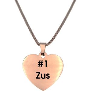 Ketting RVS - Hart - Rosegoud - #1 Zus