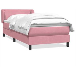 vidaXL - Boxspring - met - matras - fluweel - roze - 80x210 - cm