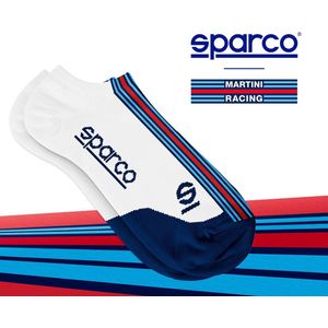 Heel Tread Sparco Martini - Gestreepte sokken - Sneaker sokken - Wit/Blauw/Rood - Enkel sokken