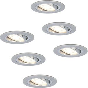 6x HOFTRONIC Chandler - Kantelbare inbouwspot - LED - Rond zaagmaat 75mm - RVS - Dimbaar - 5 Watt - 350 lumen - 230V - 4000K Neutraal wit - Verwisselbare GU10 - Plafondspots - Inbouwspot voor binnen - 2 jaar garantie