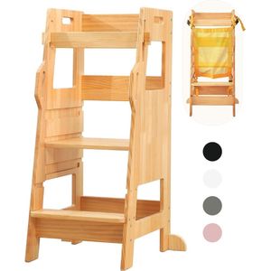 Leertoren - Montessori Leertoren - Learning Tower - Opstapje - Keukentoren - Leertoren Keukenhulp - Naturel leertoren Montessori - Kindertrap - Leertoren peuters - Leer toren - Leertorens