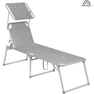 MIRA Home - Ligstoel - Ligstoel met zonnescherm - Tuin - Opvouwbaar ligbed - 65x200x48