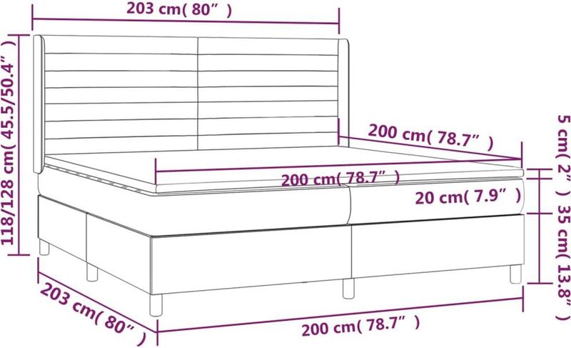 vidaXL - Boxspring - met - matras - fluweel - donkergrijs - 200x200 - cm