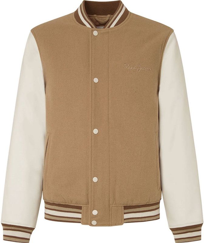 Pepe Jeans - Tustin - Jas - Bruin - Wollen Bomberstijl