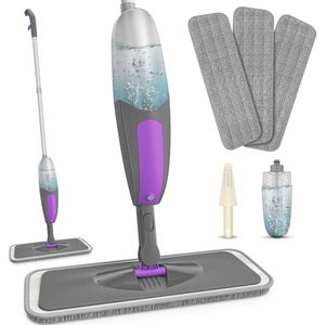 Spray Mop voor vloerreiniging - microvezel platte zwabber nat en droog met 550ML fles - 3 wasbare pads - houten laminaattegel marmeren harde vloeren