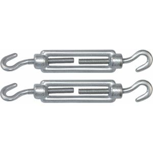 AMIG Spanschroeven/draadspanner met haak/haak - 2x - 11cm - verzinkt staal - 200kg - M8 schroefdraad