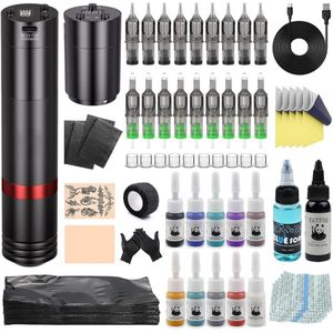 DailySupplies® Tattoo Machine met Accessoires - Tattoo kit Draadloos - Complete Set - Zwart
