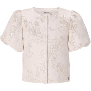 Like Flo - Cozie Flo girls jacquard blouse with puffy sleeve - Soft gold - Maat 104