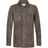 Slim fit overhemdjack van echt geitenleer, model 'Overshirt'