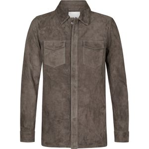 Slim fit overhemdjack van echt geitenleer, model 'Overshirt'