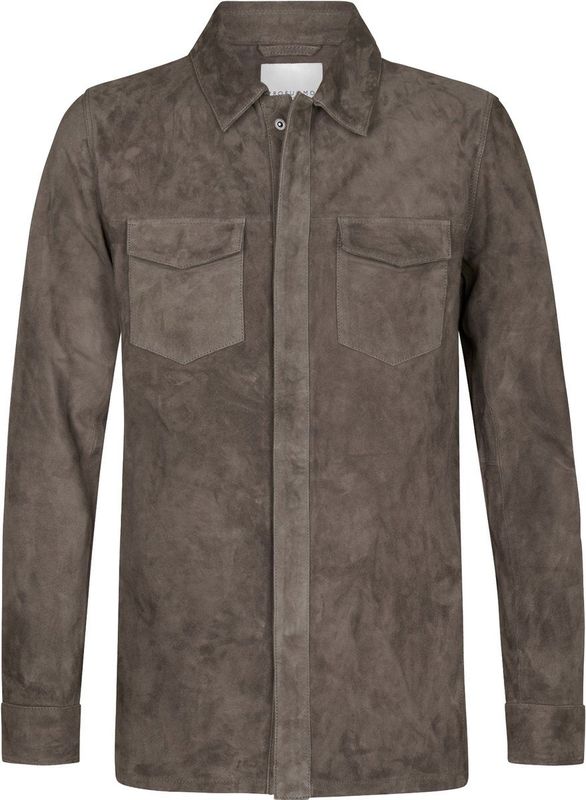 Slim fit overhemdjack van echt geitenleer, model 'Overshirt'