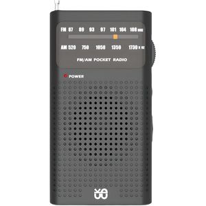Radio - FM/AM-radio - Noodradio - Draagbare radio - Analoge radio voor senioren - Miniatuurradio - ABS - Zwart
