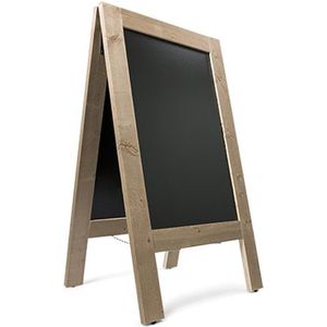 Krijtstoepbord Steigerhout 135 x 75 cm houten omlijsting - dubbelzijdig reclamebord