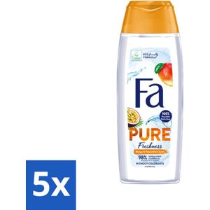 5 x Fa - Douchegel - Pure Freshness Mango & Passievrucht - Verfrissend & Zoet - Hydraterend - 250 ml - Hydraterend - Fa