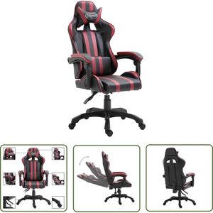 The Living Store Gamestoel kunstleer wijnrood - Gamingstoel - Bureaustoel - Gamerstoel - Ergonomische Stoel - Sportstoel