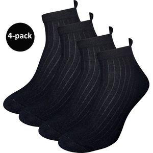 WeirdoSox sneakersokken - 4-pack - Met badstofzool en lipje - Zwart - Dames - Maat 35-38