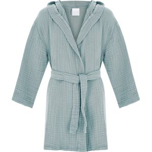Badjas kind met capuchon - Mousseline 100% katoen - kinderbadjas voor jongens en meisjes - Douche & Zwembad & Strand - Mint 0-1 jaar