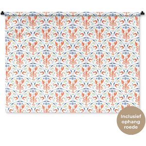 Wandkleed 120x90 cm - Wanddoek Sfeer - Oranje - Blauw - Groen - Wandtapijt - Wandkleden