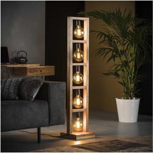 Vloerlamp 5L modulo houten frame - Massief acacia naturel