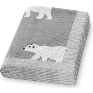 Pretty Panda - wiegdekentje IJsberen licht blauw - super zacht biokatoen - OEKO Tex label - ideaal kraamcadeau