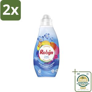 Robijn - Klein & Krachtig Classics Color Morgenfris - Vloeibaar Wasmiddel - 19 Wasbeurten - Voordeelverpakking - 2 stuks - Biologisch afbreekbaar - Wasverzachter