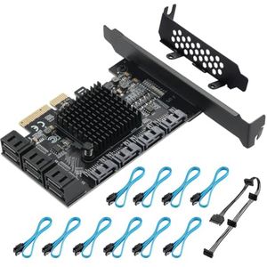 SATA-uitbreidingskaart met 10 poorten en 10 SATA-kabels