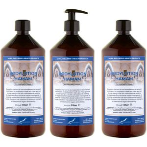 Bodylotion Hamam 1 Liter - met gratis pompje - set van 3 stuks