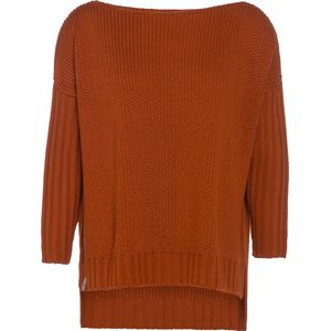 Knit Factory Kylie Gebreide Dames Trui - Trui dames winter - Pullover dames - lange mouw - Wintertrui - Damestrui - Boothals - Terra - Oranje - 36/44