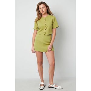 Gimme - 2 delig - set - broekrok - top - groen - Maat L - valt klein - dames