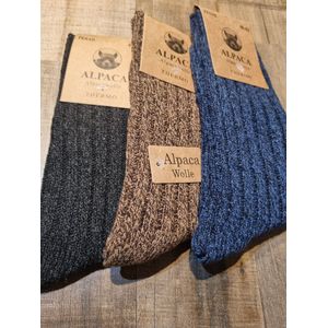 3 Paar - Alpaca Wollen Sokken - Maat 39-42 - Wintersokken - Wandelsokken - Huissokken - Vrijetijdsokken