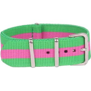 Premium Green Pink - Nato strap 20mm - Stripe - Horlogeband Groen Roze