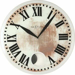 Wandklok NeXtime dia. 43 x 4.2 cm, glas, wit, 'Romana' NE-8162