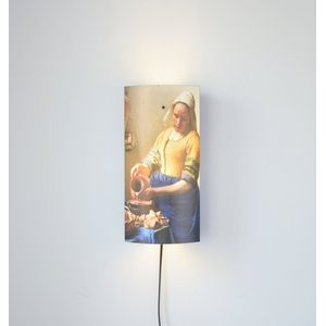 Packlamp - Wandlamp - Het melkmeisje - Vermeer - 29 cm hoog - ø12cm - Inclusief Led lamp