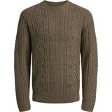 Jack & Jones - Jprblusean Knit Cable Crew Neck - Trui - Malt Ball/Melange
