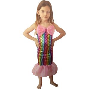 Regenboog Zeemeermin jurk meisjes – 3/5 jaar – verkleedkleding kinderen