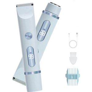 2-in-1 scheerapparaat voor dames - elektrisch scheerapparaat - bikinilijntrimmer - waterdicht - epilator - damestrimmer - met digitaal display - blauw