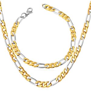 Figaro Ketting + Armband Set- Zilver / Goud kleurig - 4,5mm - Kettingen Armbanden Heren Dames - Cadeau voor Man