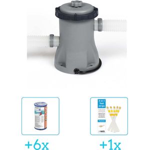 Bestway Flowclear - 1249L/330gal Filter Pomp inclusief Bestway Flowclear - Filter Cartridge (I) (6 stuks) & WAYS Testrips (1 stuks)