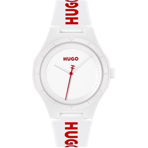 HUGO HU1530345 #LIT FOR HIM Heren Horloge - Mineraalglas - Kunststof/Silicone - Wit - 42 mm breed - Quartz - Gesp - 5 ATM (douchen)