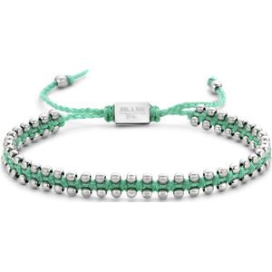 Frank 1967 7FB-0454 stalen beads armband met turquoise koord - verstelbare maat