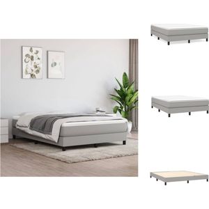 vidaXL Boxspringbed - Grijze Stof - 203 x 160 x 25 cm - Pocketvering Matras - Middelharde Ondersteuning - Huidvriendelijk Topmatras - Bed