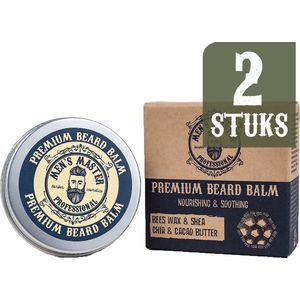 Men's Master Premium Beard Balm Voordeelverpakking - Baardbalsem met Bijenwas, Shea Boter & Citroengras - 2 x 30ml