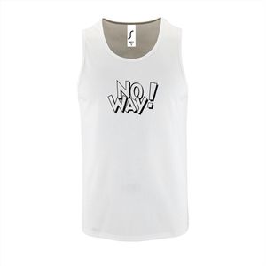 Witte Tanktop sportshirt met ""No Way"" Print Zwart Size S