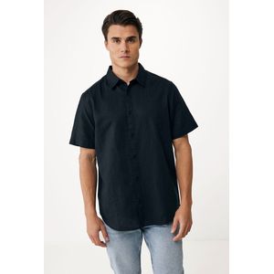 Mexx BRANDON Basic Linen Short Sleeve Shirt Mannen - Zwart - Maat M