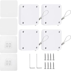 Punch-Free 500g Automatische Schuifdeur, Multi-Functionele Storm Sensor Deursluiter met Stalen Trektouw, Wit 4 Stuks