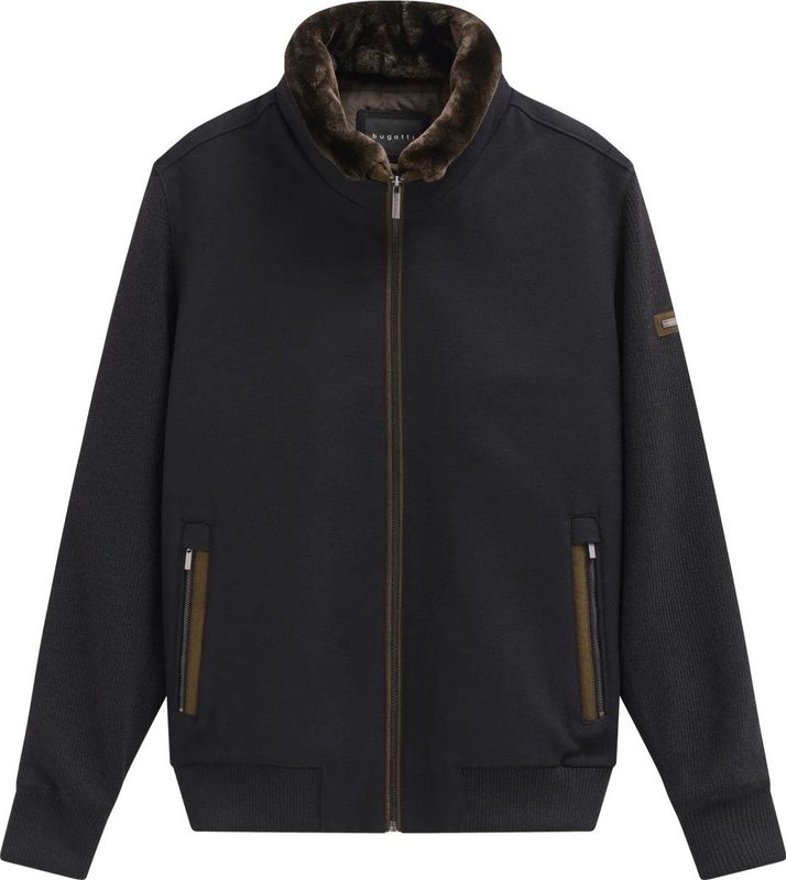 Bugatti - Cardigan - Katoenmix - Bontkraag - Ritssluiting