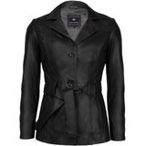 Felix Hardy Leren Jas Met Riem En Knopen Dames Zwart - L