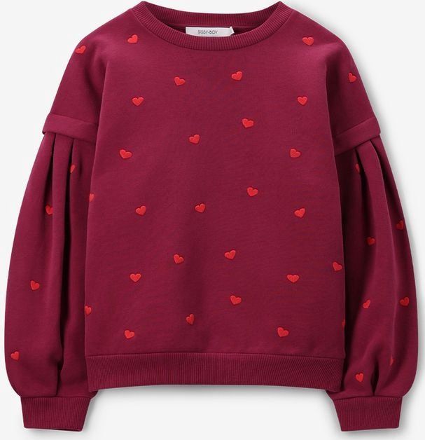 Sissy-Boy - Donkerrode Sweater - Hartjes - Katoen