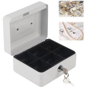 Mini Draagbare Afsluitbare Contant Geld Munt Veilige Veiligheidsdoos met Compartimenten voor Sieraden Thuis en op Kantoor (Klein formaat wit)
