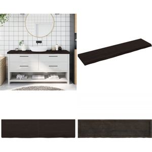 vidaXL Wastafelblad 160x40x(2-6) cm behandeld massief hout donkerbruin - Wastafelblad - Wastafelbladen - Blad Voor Wastafel - Tafelblad
